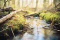 stream flowing through a wooded area Royalty Free Stock Photo