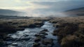 Dreamy Rainy Day: Photorealistic Landscape Of Bog In Hindu Yorkshire Dales