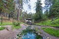 The stream flows from a hot mineral spring. The popular balneological resort of Buryatia, Goryachinsk. Summer Royalty Free Stock Photo