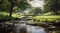 Dreamy Photorealistic Representation Of The Dell In Hindu Yorkshire Dales