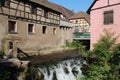 stream and half-timbered houses - andlau - france Royalty Free Stock Photo