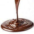 Stream of Melted Chocolate isolated on white background Royalty Free Stock Photo