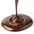 Stream of Melted Chocolate isolated on white background Royalty Free Stock Photo