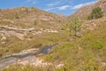 Little river in a mountain valley  with rocks and tree in the Portuguese countryside Royalty Free Stock Photo