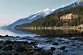 Stream and mountains on peaceful Nahku Bay in morning in Alaska Royalty Free Stock Photo