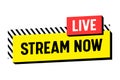 Stream Now, Live Streaming Banner, Label or Emblem for Online Broadcasting. Video News, Tv Stream Screen, Program Royalty Free Stock Photo