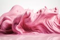 Stream of pink opaque liquid pours in wave. Generative AI