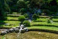 Stream and rocks in Albert Kahn Japanese Garden - Boulogne-Billancourt - France Royalty Free Stock Photo