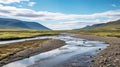 River Of A Beach: Expansive Landscapes In The Arctic Vegetation Region