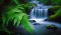 a stream running through a lush green forest filled with lots of leaves. Royalty Free Stock Photo