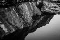 Stream and small mountain in black and white Royalty Free Stock Photo