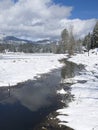 Stream in a snow covered field