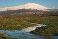 Stream And Snowcovered Mount Etna