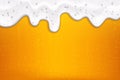 Realistic white cold beer foam with bubbles, flowing down a glass goblet.Stream of soap solution.Background for design oktoberfest