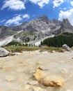 stream of spring water flowing from the glacier in the mountains in summer Royalty Free Stock Photo