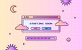 Stream starting soon offline screen ui layout modern pink purple gradient with cloud and window interface for gaming or streaming