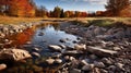 Prairie Stream: Capturing The Beauty Of Fall With Bold Chromaticity Royalty Free Stock Photo