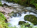 Stream of water in long-time exposure on a little brook