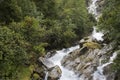 Stream waterfalls from Kaunertaler Glacier lake in Kaunergrat na Royalty Free Stock Photo