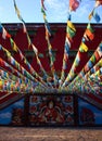 Streamer and buddhist murals Royalty Free Stock Photo