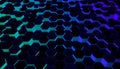 Streaming background. Wall of Random shifted neon honeycomb hexagon wallpaper