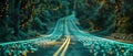 Streaming binary data moving on a digital road - 3d illustration.Generative AI Royalty Free Stock Photo