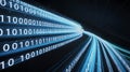 Streaming blue binary code data tunnel effect Royalty Free Stock Photo