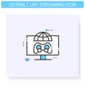 Streaming game line icon. Editable illustration