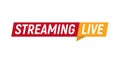 Streaming live logo, online video stream icon, digital internet TV banner design, broadcast button, play media content