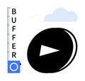 Streaming Media Loading with Buffering Progress and Play Button in Minimalist Design Royalty Free Stock Photo