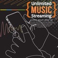 Streaming Music Banner Vector Illustration Royalty Free Stock Photo