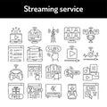 Streaming service line icons set. Isolated vector element Royalty Free Stock Photo