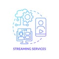 Streaming services blue gradient concept icon