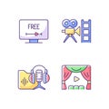 Streaming services RGB color icons set Royalty Free Stock Photo