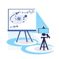 Streaming setup for e learning flat color vector object