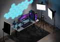 Streaming setup in a modern room Royalty Free Stock Photo