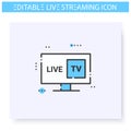 Streaming television line icon. Editable