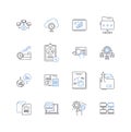 Streaming video line icons collection. Quality, Buffering, Speed, Resolution, Content, Accessibility, Reliability vector