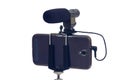 streaming video live with smart phone and microphone Royalty Free Stock Photo