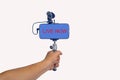 streaming video live with smart phone and microphone tool Royalty Free Stock Photo