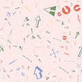 Streamless pattern with topographic arrow icons. Vector abstract illustration