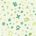 Streamless pattern with topographic icons. Drawing doodling map elements. Cartoon style collection
