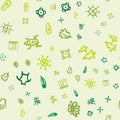 Streamless pattern with topographic icons. Drawing doodling map elements. Cartoon style collection