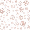 Streamless pattern with topographic icons. Drawing doodling map elements. Cartoon style collection. Vector abstract illustration