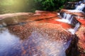 Streamlet falling on layers of sandstone pool