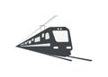 Streamline electric commuter train. Silhouette illustration. Perspective view. Simple flat illustration.