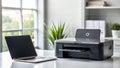 Streamline Your Office Workflow with This Sleek Black Inkjet Printer Royalty Free Stock Photo