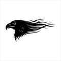 Black eagle head with flowing feather design over white background Royalty Free Stock Photo
