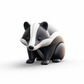 Streamlined Design: 3d Render Of Cute Badger Figure In Villagecore Style