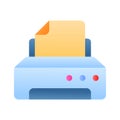 A streamlined printer icon representing printing functionality for documents, images, and more